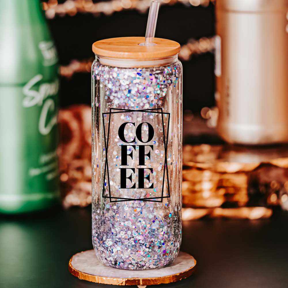 COFFEE Glass Can Cup by Salt and Sparkle