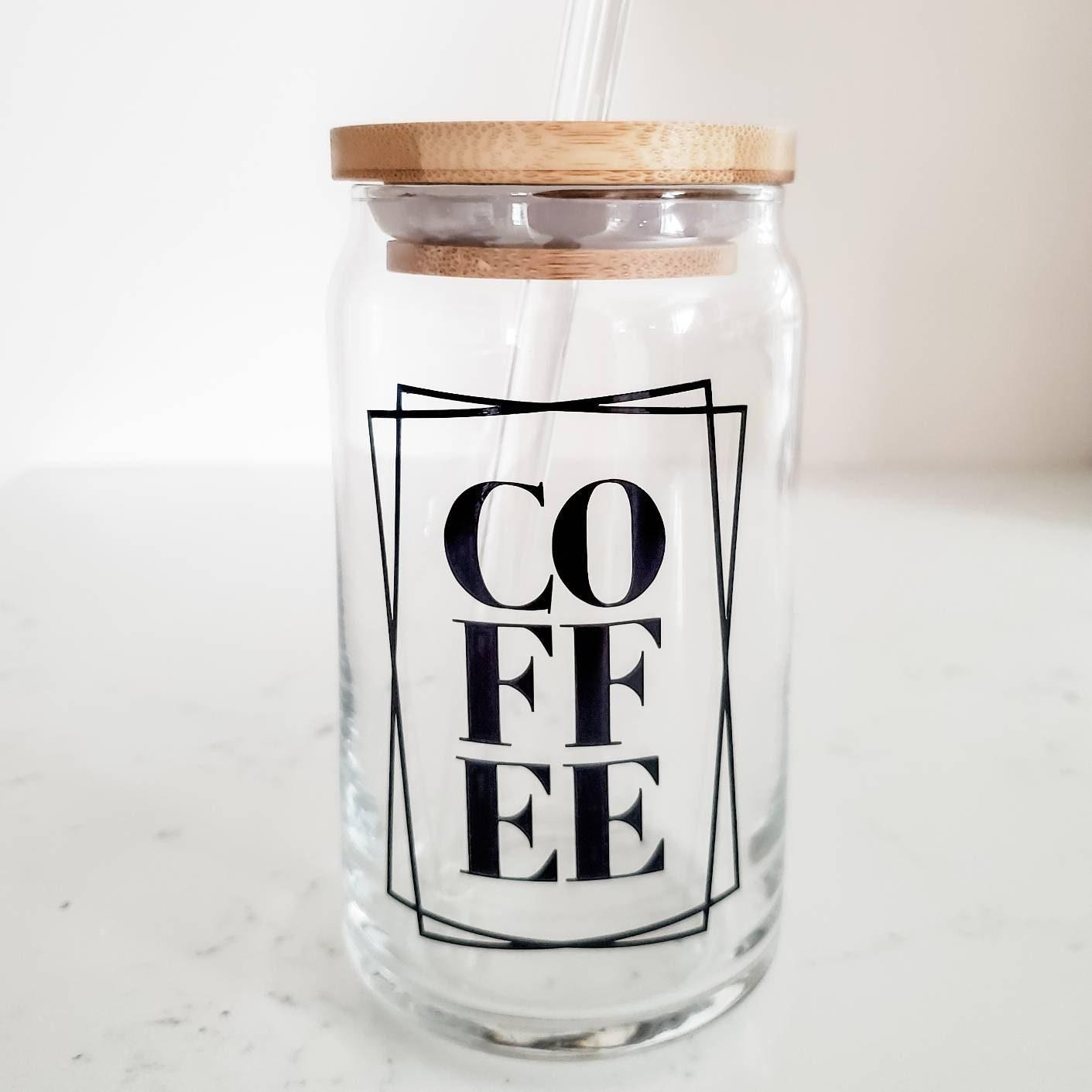 COFFEE Glass Can Cup by Salt and Sparkle