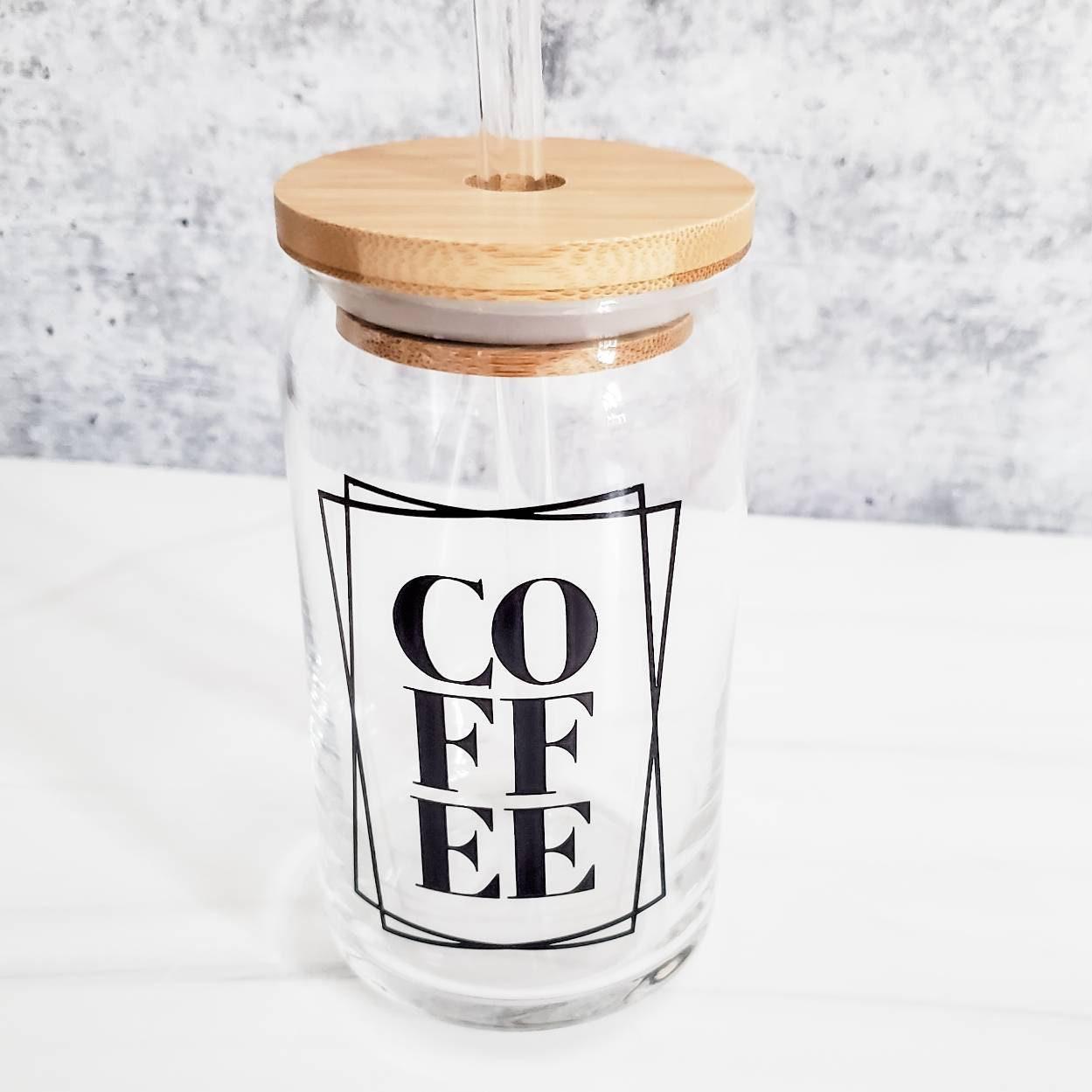 COFFEE Glass Can Cup by Salt and Sparkle