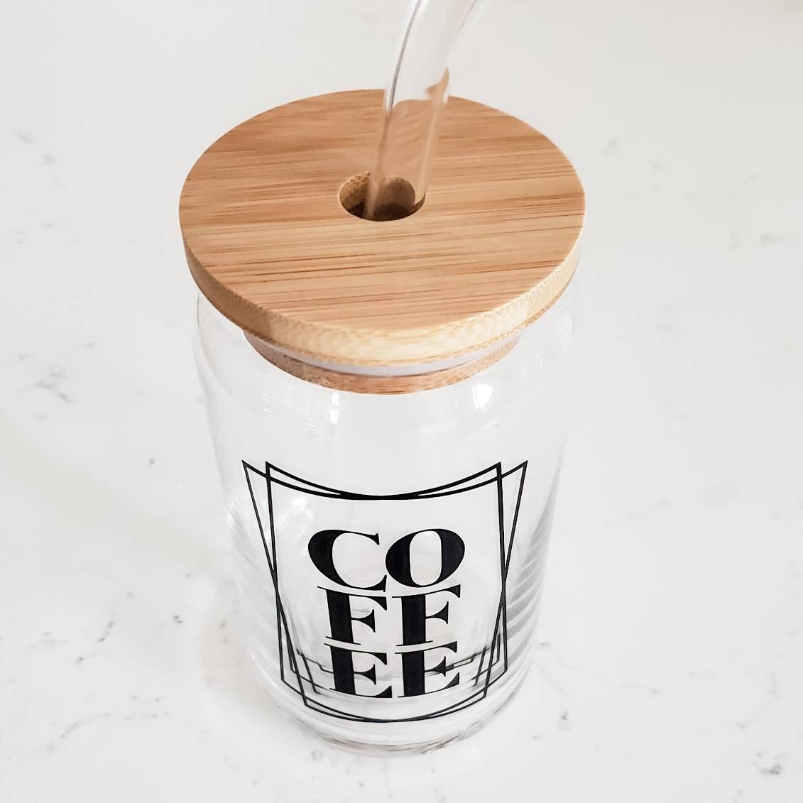 COFFEE Glass Can Cup by Salt and Sparkle