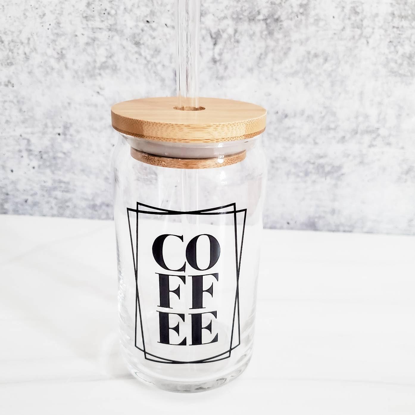 COFFEE Glass Can Cup by Salt and Sparkle