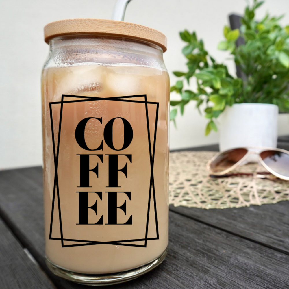 COFFEE Glass Can Cup by Salt and Sparkle