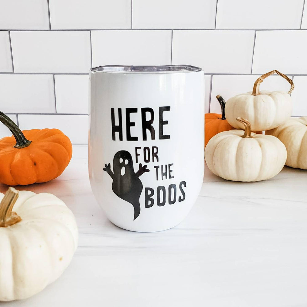 HERE FOR THE BOOS Halloween Insulated Coffee/Wine Tumbler by Salt and Sparkle