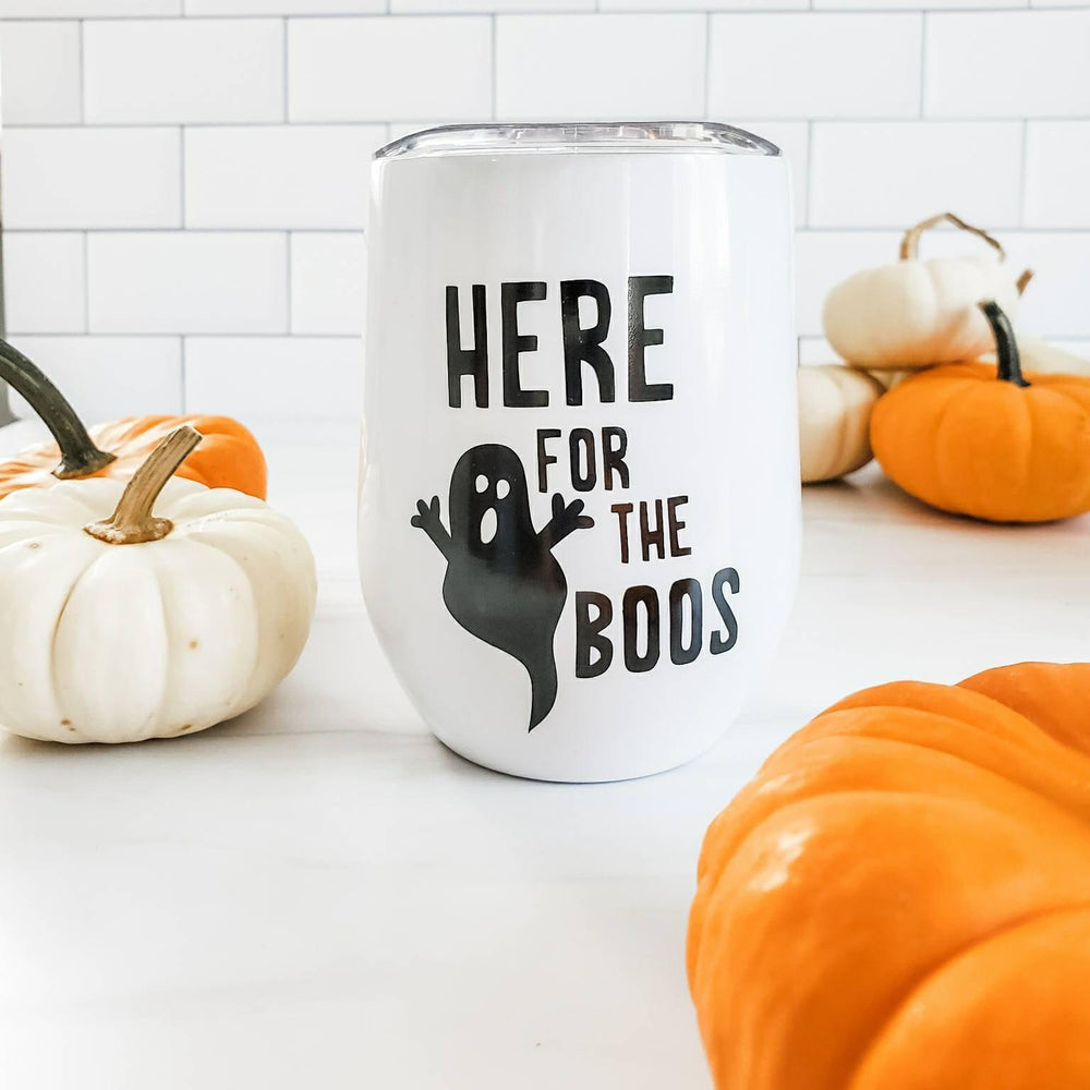 HERE FOR THE BOOS Halloween Insulated Coffee/Wine Tumbler by Salt and Sparkle