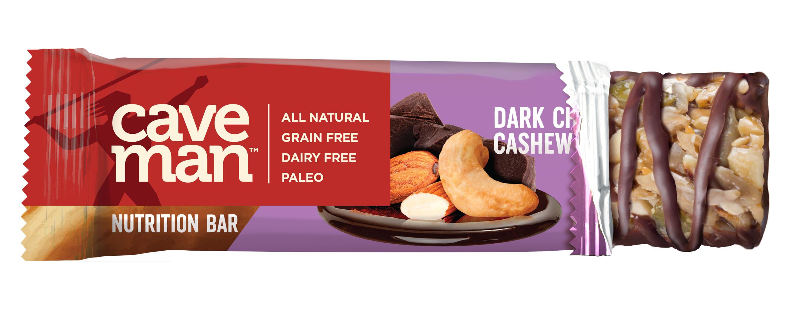 Dark Chocolate Cashew Almond Nutrition Bars by Caveman Foods