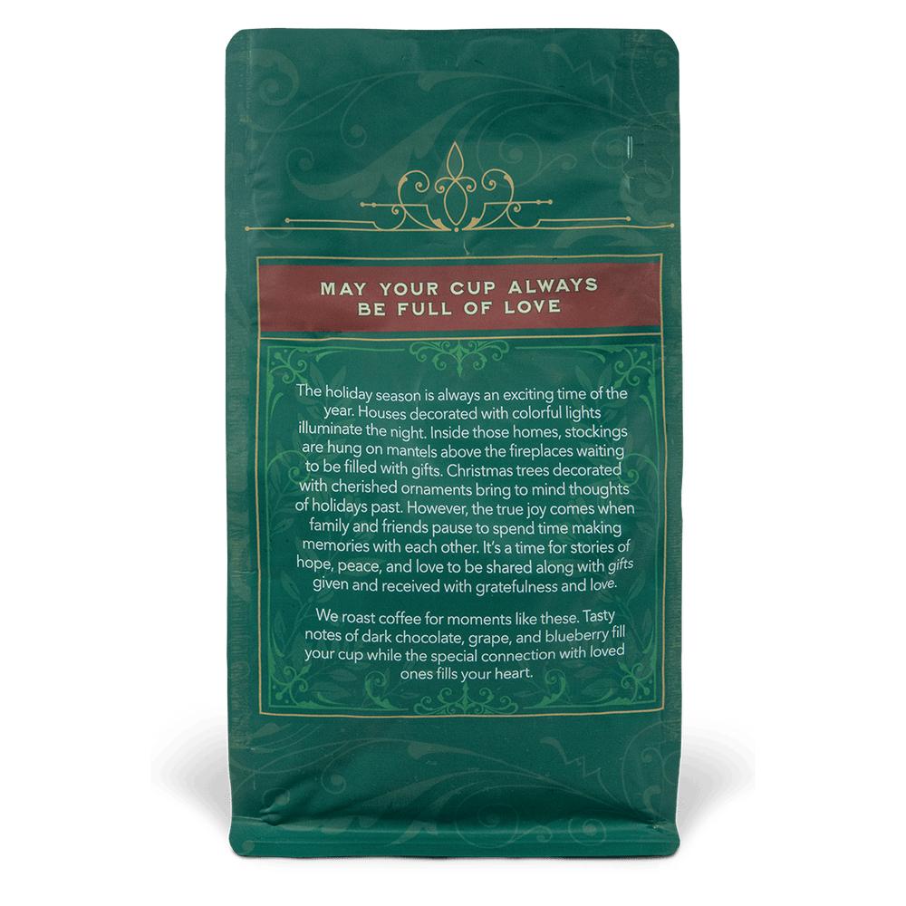 Back view of the Berry and Bright Holiday Coffee Blend 