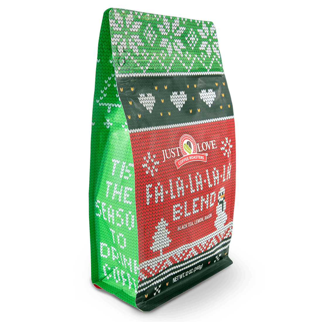 Side view of Fa-La-La-La-La Holiday Blend Bag